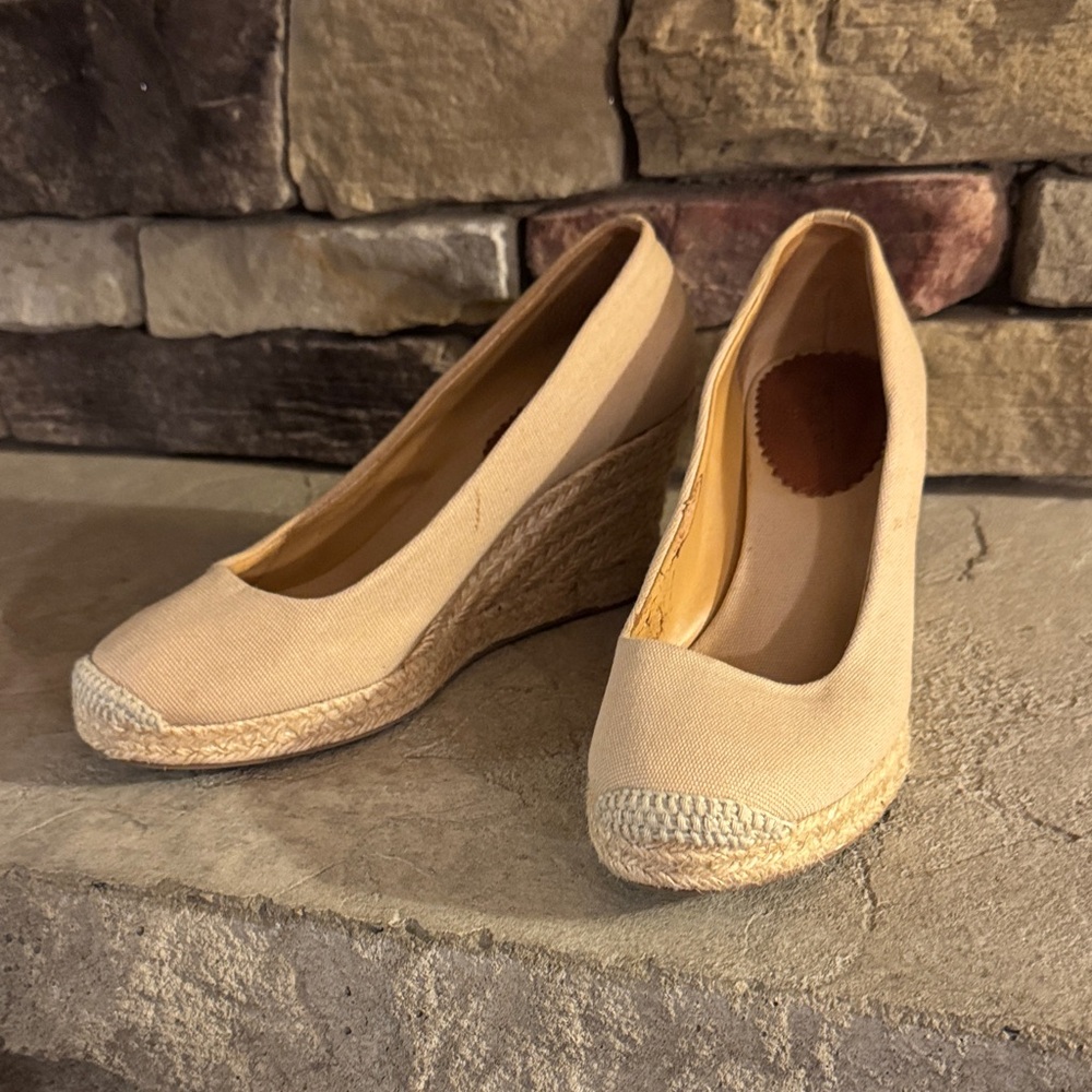 J. Crew Tan Espadrille Wedge Shoes